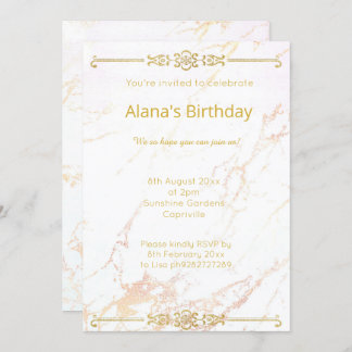 ELEGANT MODERN WHITE GOLD MARBLE GRENZE EINLADUNG