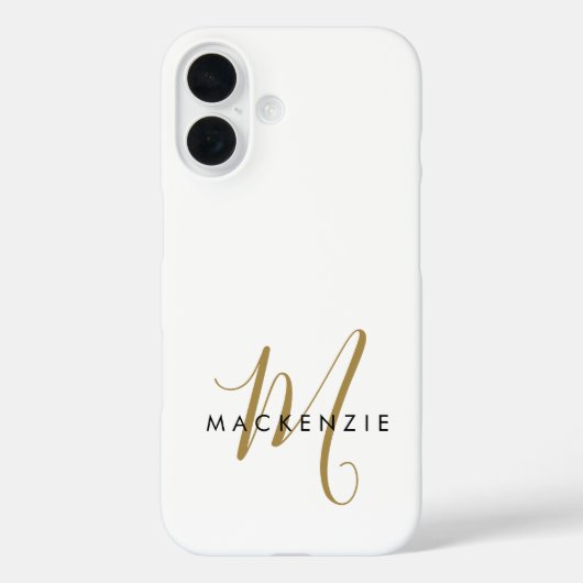 Elegant Modern White Gold Script Monogram Case-Mate iPhone Hülle (Rückseite)