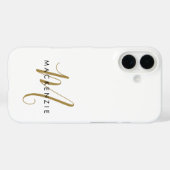 Elegant Modern White Gold Script Monogram Case-Mate iPhone Hülle (Rückseite (Horizontal))