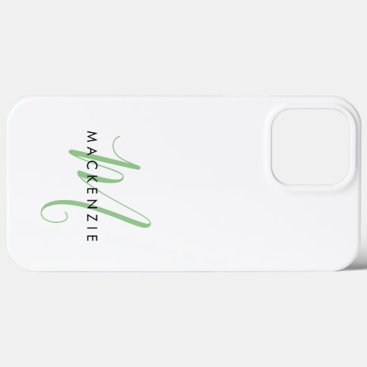 Elegant Modern White Green Script Monogram Case-Mate iPhone Hülle (Rückseite (Horizontal))