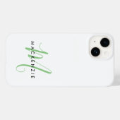 Elegant Modern White Green Script Monogram Case-Mate iPhone Hülle (Rückseite (Horizontal))