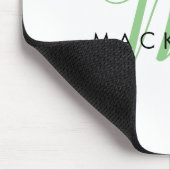 Elegant Modern White Green Script Monogram Mousepad (Ecke)
