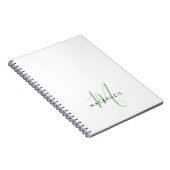 Elegant Modern White Green Script Monogram Notizblock (Rechte Seite)