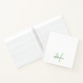 Elegant Modern White Green Script Monogram Notizblock (Innenseite)