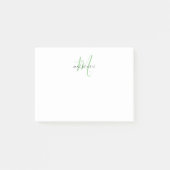 Elegant Modern White Green Script Monogram Post-it Klebezettel (Vorderseite)