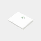 Elegant Modern White Green Script Monogram Post-it Klebezettel (angewinkelt)