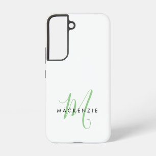 Elegant Modern White Green Script Monogram Samsung Galaxy Hülle