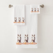 Elegant, Modern White Horses with Flowers on White Badhandtuch Set (Insitu)