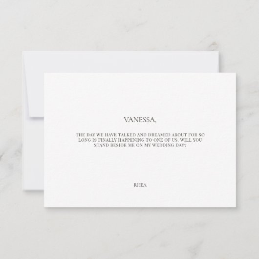 Elegant Modern White Maid of Honor Proposal Card Einladung (Rückseite)