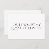 Elegant Modern White Maid of Honor Proposal Card Einladung (Vorne/Hinten)