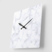 Elegant Modern White Marble Quadratische Wanduhr (Winkel)