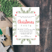 Elegant Modern Winter Greenery Christmas Party Einladung