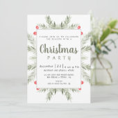 Elegant Modern Winter Greenery Christmas Party Einladung (Stehend Vorderseite)