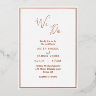 Elegant Modern Wir heiraten Rose Gold Folieneinladung