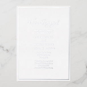 Elegant Modern Wir sind verlobt Verlobung Silber Folieneinladung