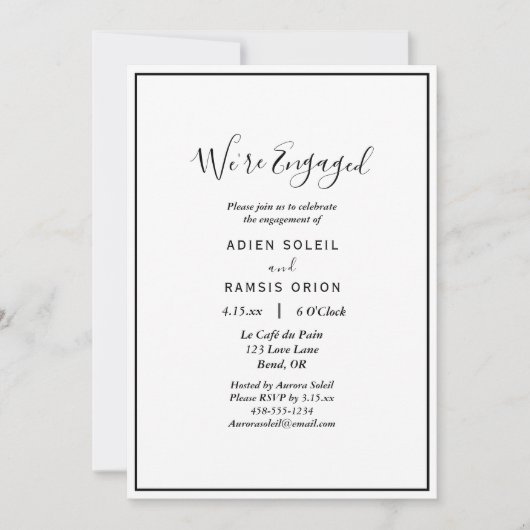 Elegant modern Wir sind Verlobte Einladung (Vorderseite)