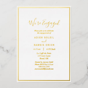 Elegant Modern Wir sind Verlobte Engagement Party Folieneinladung