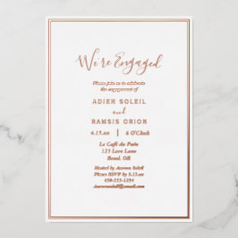 Elegant Modern Wir sind Verlobte Verlobung Rose Go Folieneinladung
