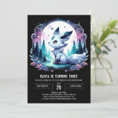 Elegant Modern Wolf Birthday Einladung (Stehend Vorderseite)