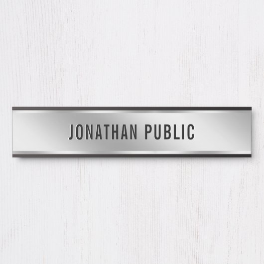 Elegant Modern Your Custom Text Silver House Türschild (Vorderseite )