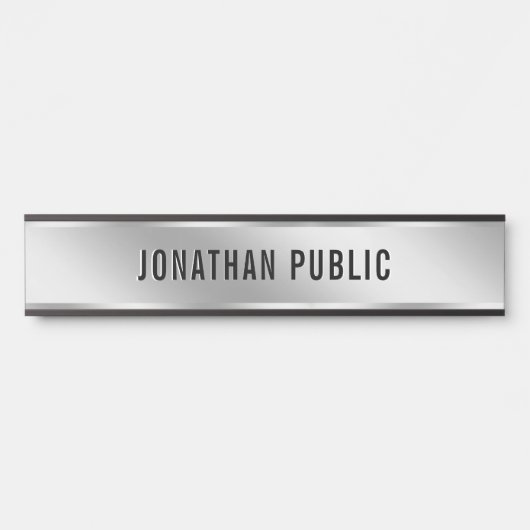 Elegant Modern Your Custom Text Silver House Türschild (Vorderseite )
