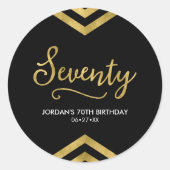 Elegant Modern Zickzack Geometric 70. Geburtstag Runder Aufkleber (Vorderseite)