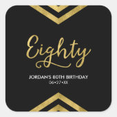 Elegant Modern Zickzack Geometric 80. Geburtstag Quadratischer Aufkleber (Vorderseite)