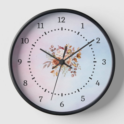 Elegant Moderne Aquamarine Blumen Uhr (Vorderseite)