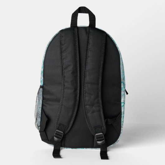 Elegant Moderne, blaue, blühende Pastellfarben Bedruckter Rucksack (Rückseite)