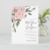Elegant Moderne Dusty Rosa Rose Floral Wedding Inv Einladung (Stehend Vorderseite)