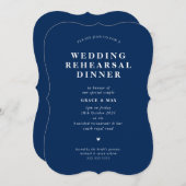 ELEGANT Moderne einfache Probe Abendessen blau Einladung (Vorne/Hinten)