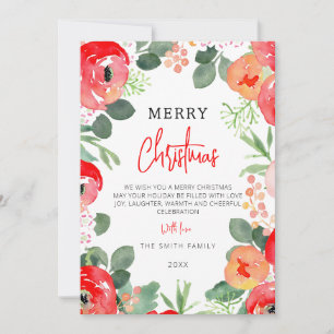 Elegant Moderne farbenfrohe Blumen frohe Weihnacht Feiertagskarte