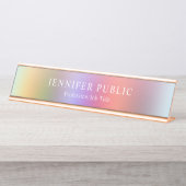 Elegant Moderne Farbenfrohe Rot Blau Lila Grün Schreibtischnamensplakette (Vorderseite )