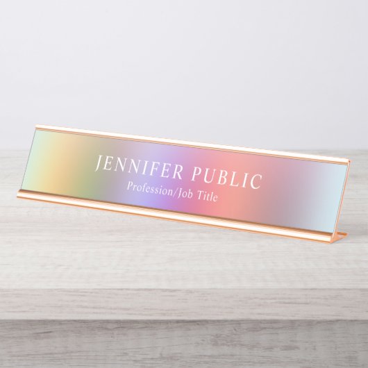 Elegant Moderne Farbenfrohe Rot Blau Lila Grün Schreibtischnamensplakette (Vorderseite )