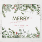 Elegant Moderne frohe Weihnachtsfamilie Name Wein Alkoholflaschenetikett (Einzelnes Label)