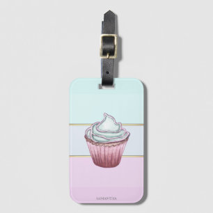 Elegant moderne gestreift, Cupcake  Gepäckanhänger