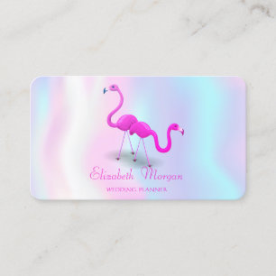 Elegant moderne girly holografische Flamingos Visitenkarte