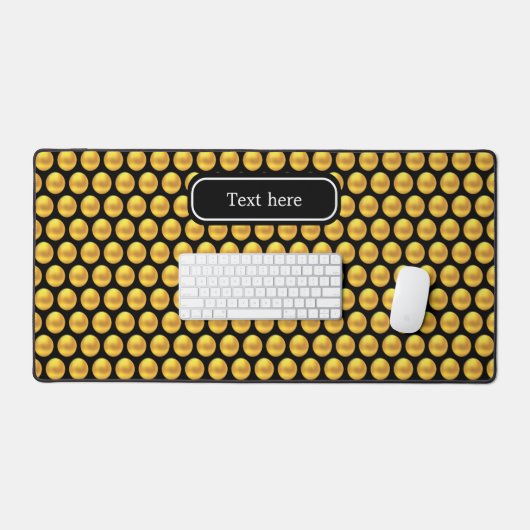 Elegant Moderne Gold Polka Dots & Text auf schwarz Schreibtischunterlage (Tastatur & Maus)