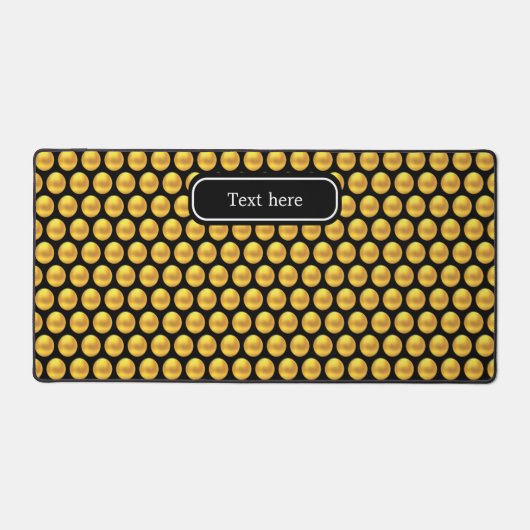 Elegant Moderne Gold Polka Dots & Text auf schwarz Schreibtischunterlage (Vorderseite)