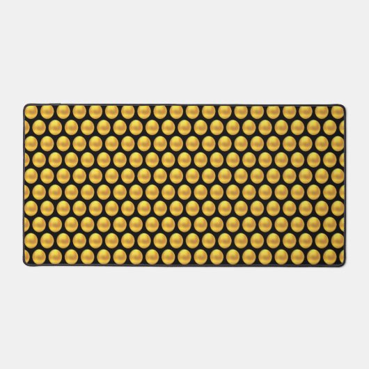 Elegant Moderne Gold Polka Punkte auf schwarz Schreibtischunterlage (Vorderseite)
