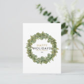 Elegant Moderne Grüne Kraut Weihnachtsfest Feiertagspostkarte (Stehend Vorderseite)