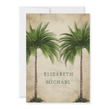 Elegant Moderne Grüne Palme Formal Champagne Hochz