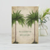 Elegant Moderne Grüne Palme Formal Champagne Hochz Einladung (Stehend Vorderseite)