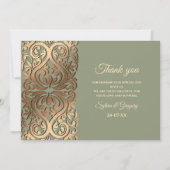 Elegant Moderne Hochzeit Grün & Gold Luxus Dankeskarte (Vorderseite)