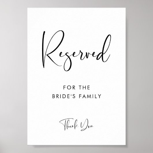 Elegant & Moderne Hochzeit Reserviertes Zeichen Poster (Vorne)