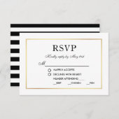 Elegant Moderne Hochzeit RSVP Black & White GS (Vorne/Hinten)