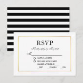Elegant Moderne Hochzeit RSVP Black & White GS Karte (Vorne/Hinten)
