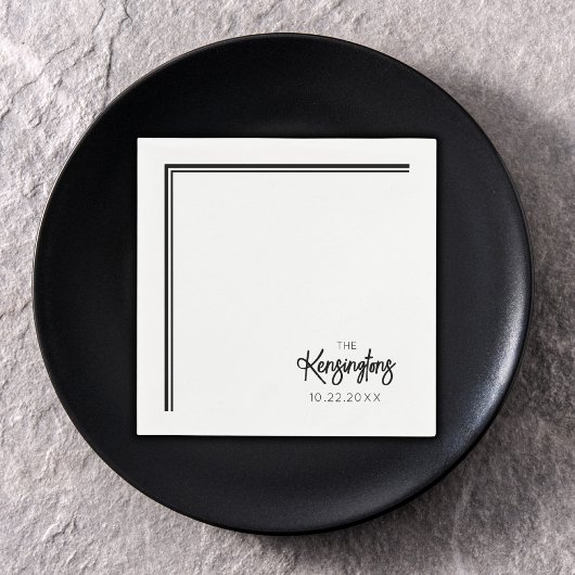 Elegant Moderne Hochzeit Schwarz-Weiß Serviette