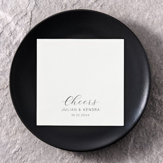 Elegant Moderne Hochzeit Schwarz-Weiß Serviette