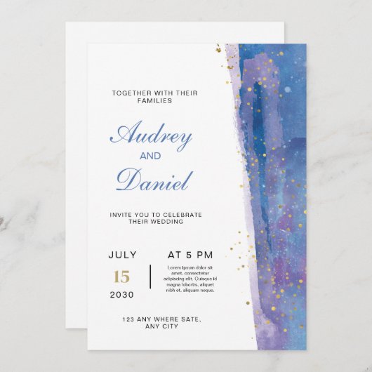 Elegant Moderne Hochzeitseinladung, Minimalistisch Einladung (Vorne/Hinten)